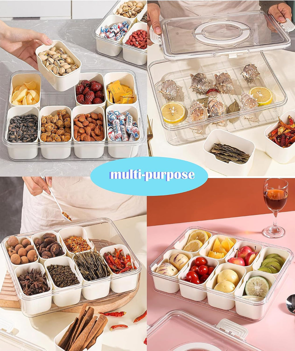 Snackbox 8 Faecher mit Deckel und Griff Serviertablett Picknick