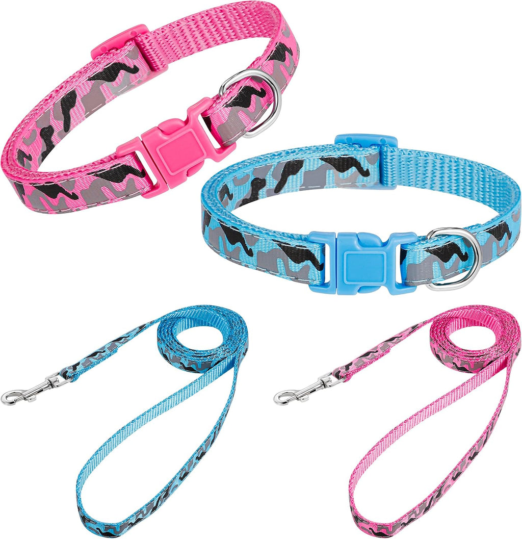 Welpenhalsband mit Leine Set Nylon verstellbar für kleine und mittlere Hunde, 2e