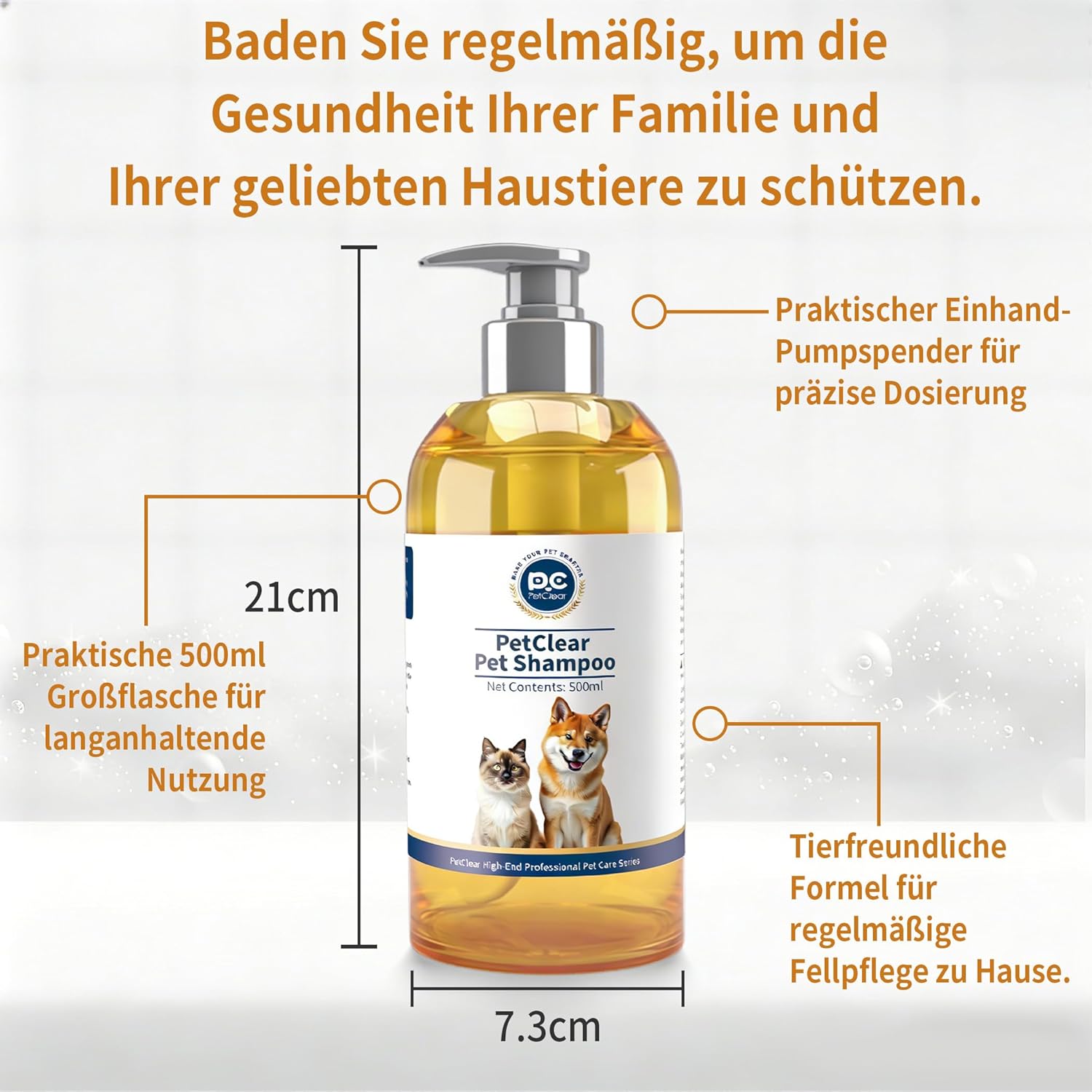 Hundeshampoo Kokosoel pH-neutral hypoallergen rueckfettend fuer Hunde Katzen