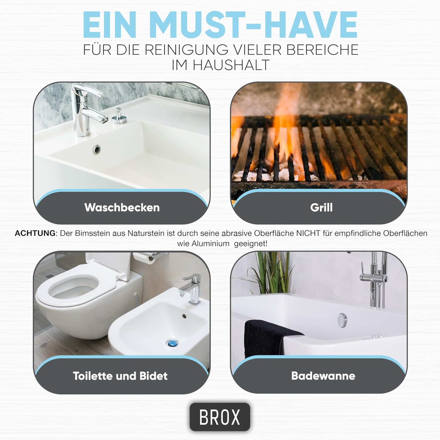 Bimsstein WC 3 Stueck Set - Urinstein und Kalkentferner fuer Toilette