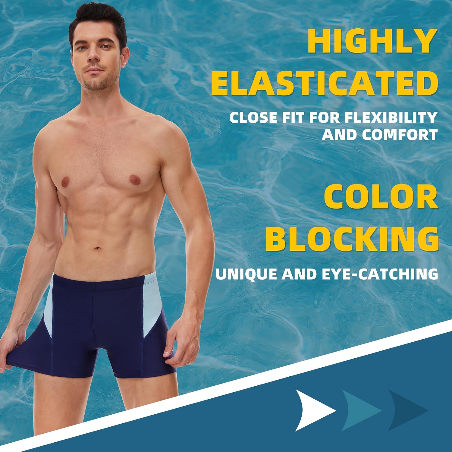 AMZSPORT Herren Badeshorts kurz Enganliegend Schwimmhose S-XXL