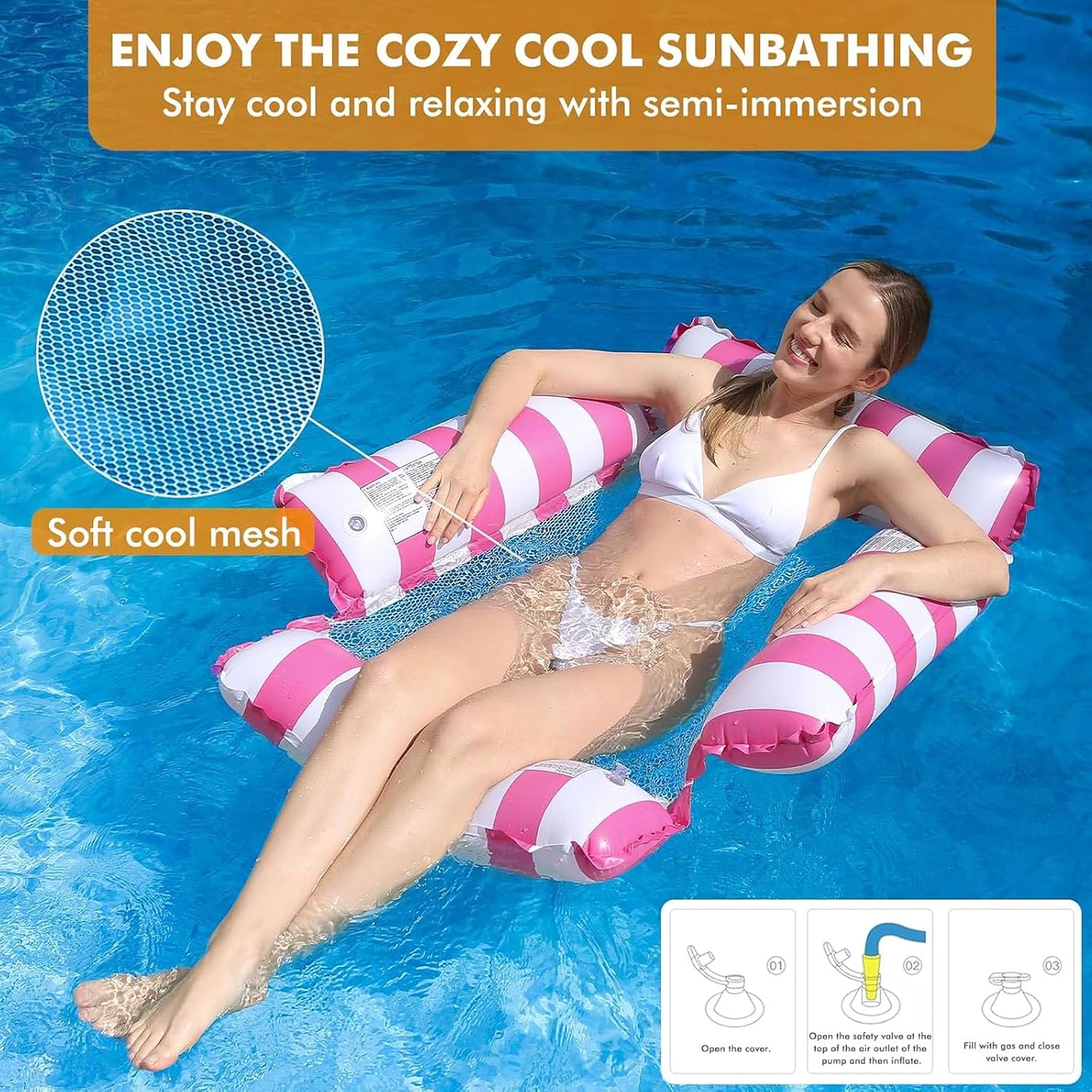 Wasserhaengematte PVC 4-in-1 mit Netz, Tragkraft, inkl. Handpumpe