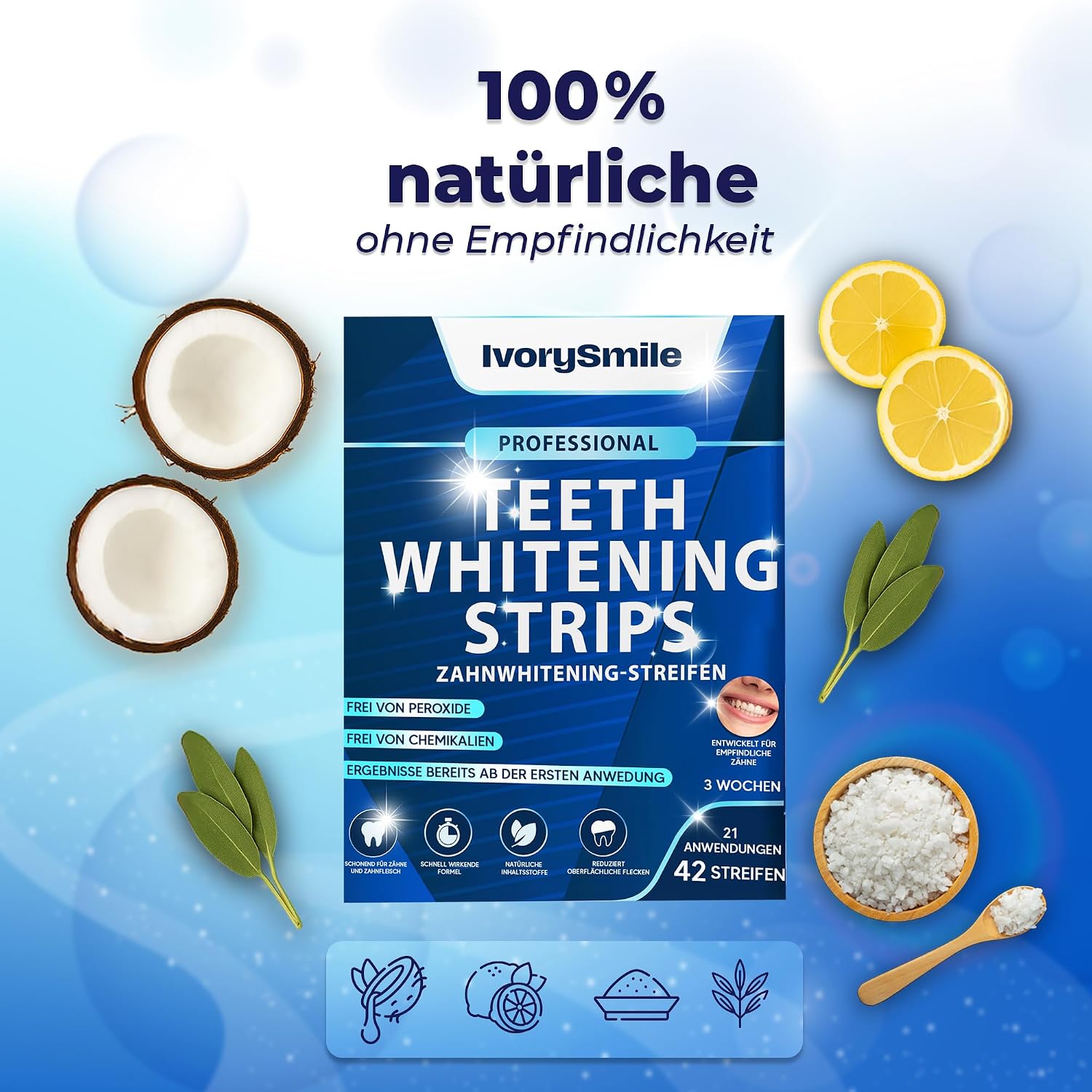 Whitening Strips Zahnaufhellungsstreifen 28 Stueck fuer empfindliche Zaehne
