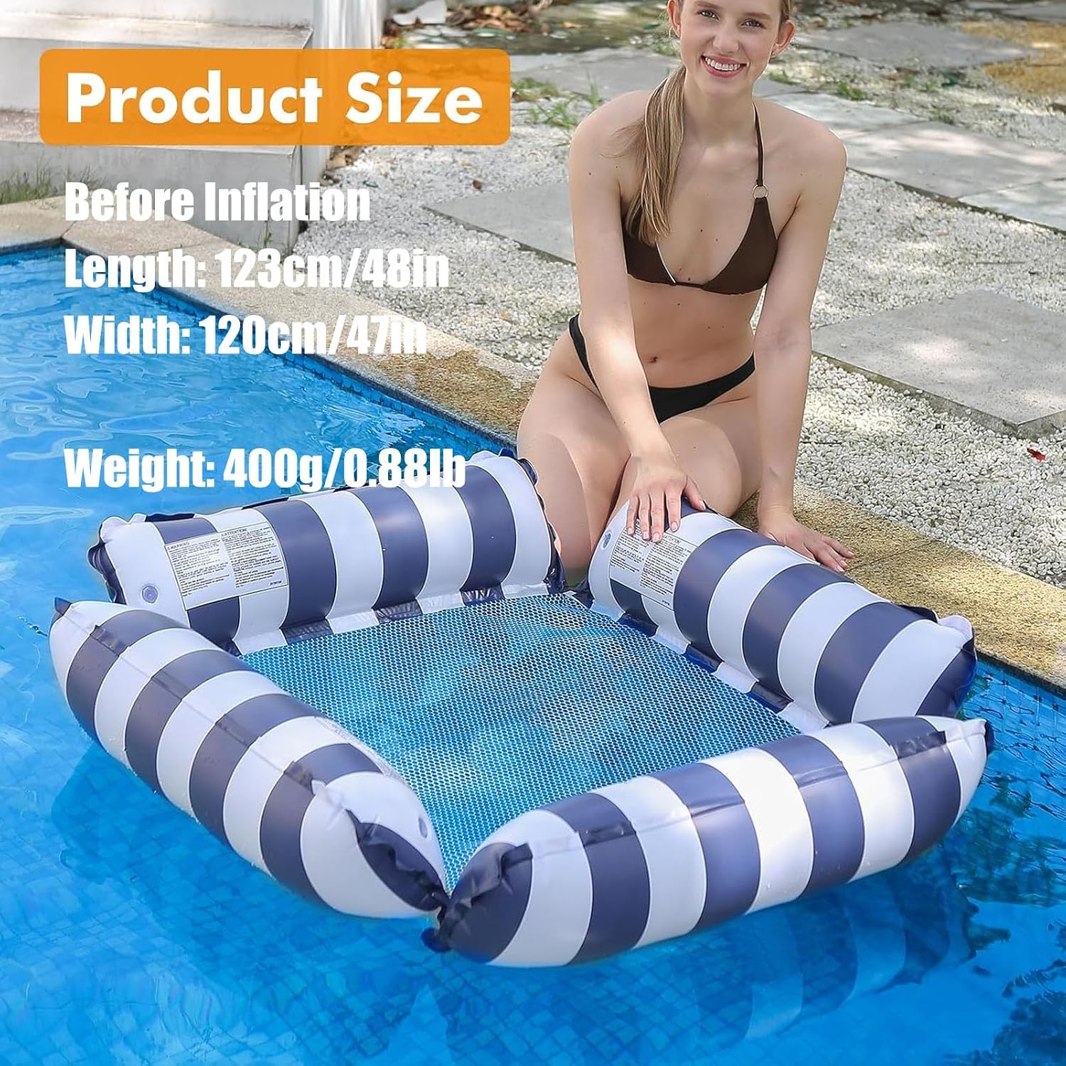 Wasserhaengematte PVC 4-in-1 mit Netz, Tragkraft, inkl. Handpumpe