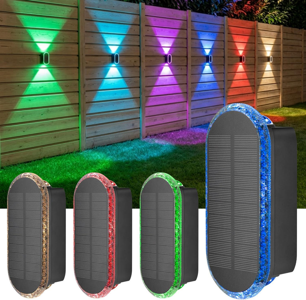 ELLASAY Solar Wandleuchte aussen IP65 Up-and-Down, 3 Lichtfarben, 4er Set