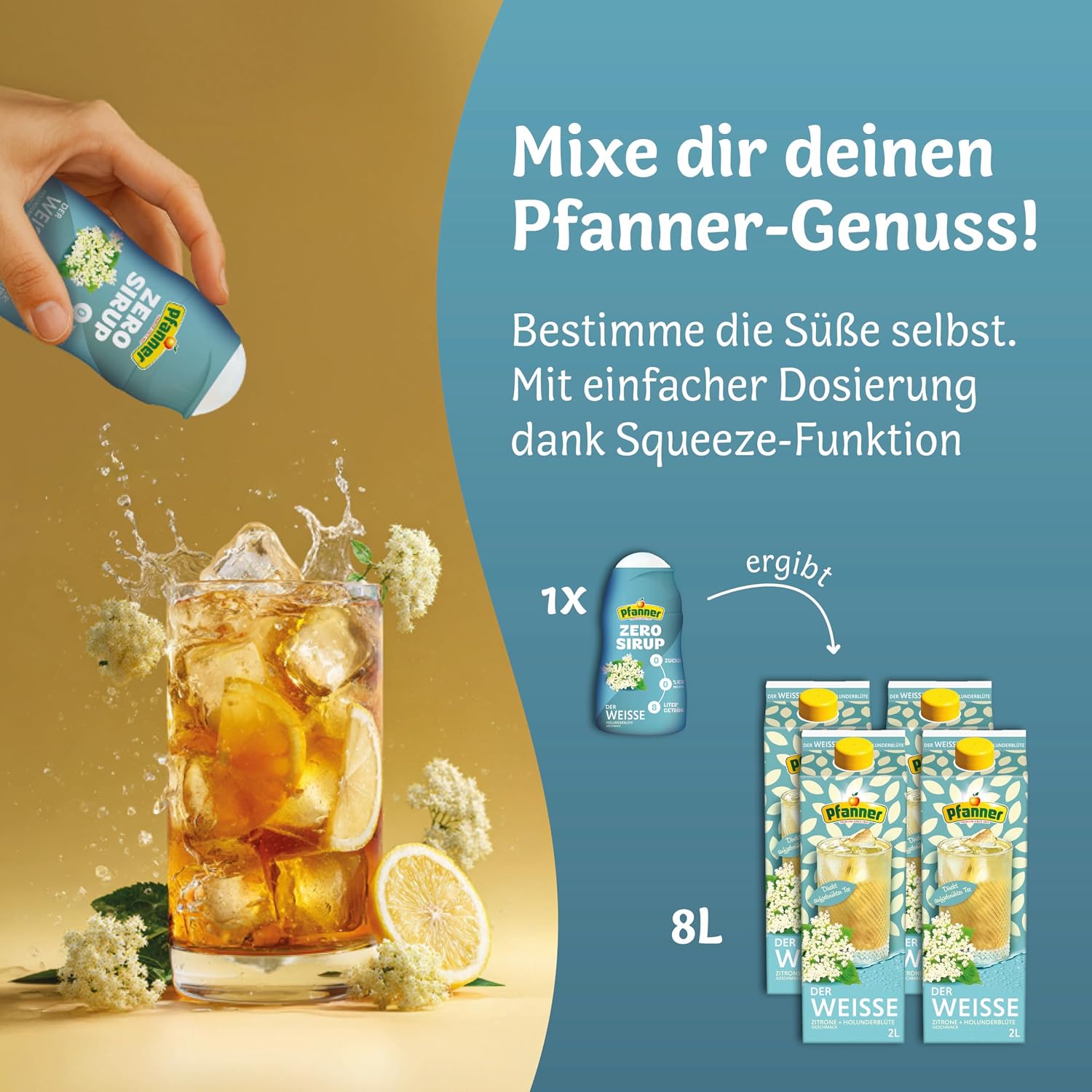 Pfanner Zero Sirup Der Weisse zuckerfrei ergibt verschiedene Sorten