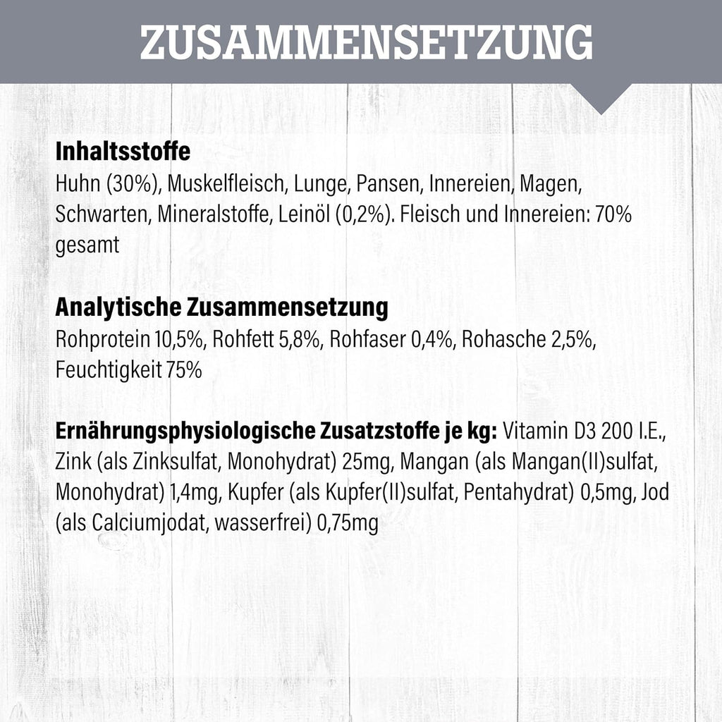 Gefluegel Nassfutter fuer ausgewachsene Hunde, getreidefrei, verschieden
