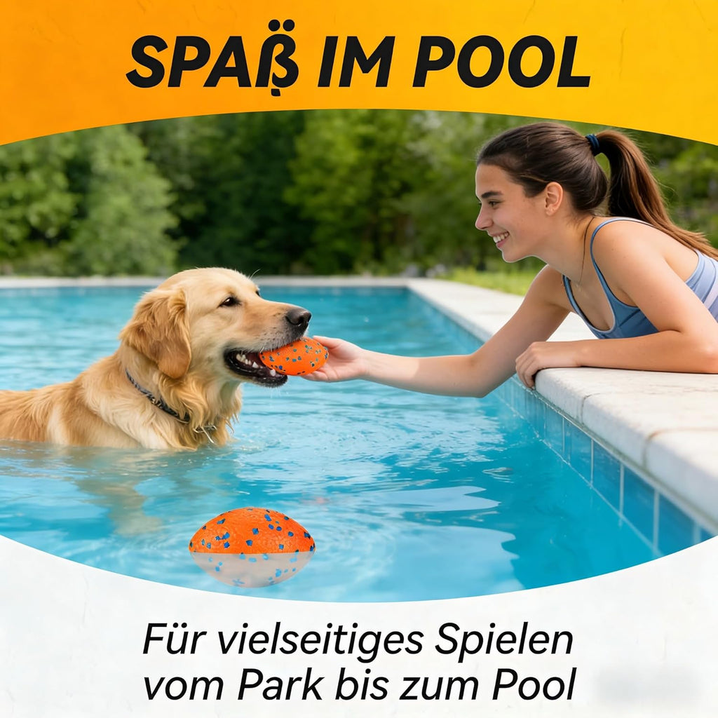 Unzerstoerbarer Hundeball Orange, robust schwimmend, fuer mittelgrosse & grosse Hund