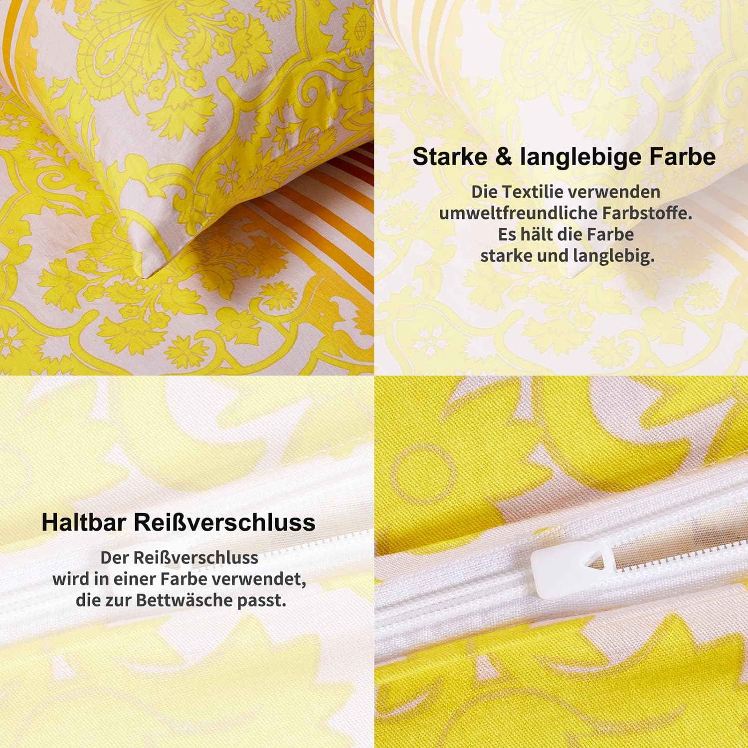 HENGWEI Bettwaesche 135x200 Baumwolle 2-teilig lila Blumen Streifen OeKO-TEX