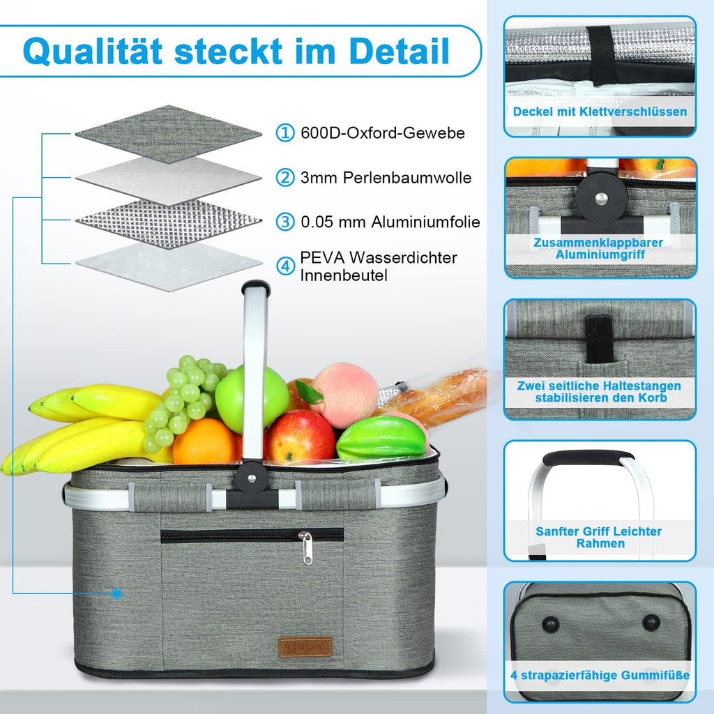 faltbare isolierte Kuehltasche wasserdicht fuer Camping Picknick