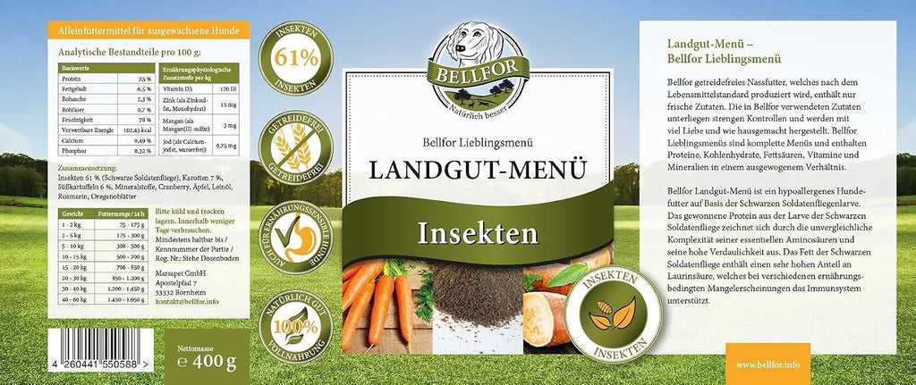 Bellfor Landgut-Menue Nassfutter Insekten 6x800g getreidefrei hypoallergen -8