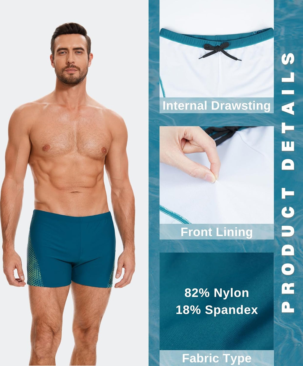 AMZSPORT Herren Badeshorts kurz Eng anliegend Schwimmhose S-XXL