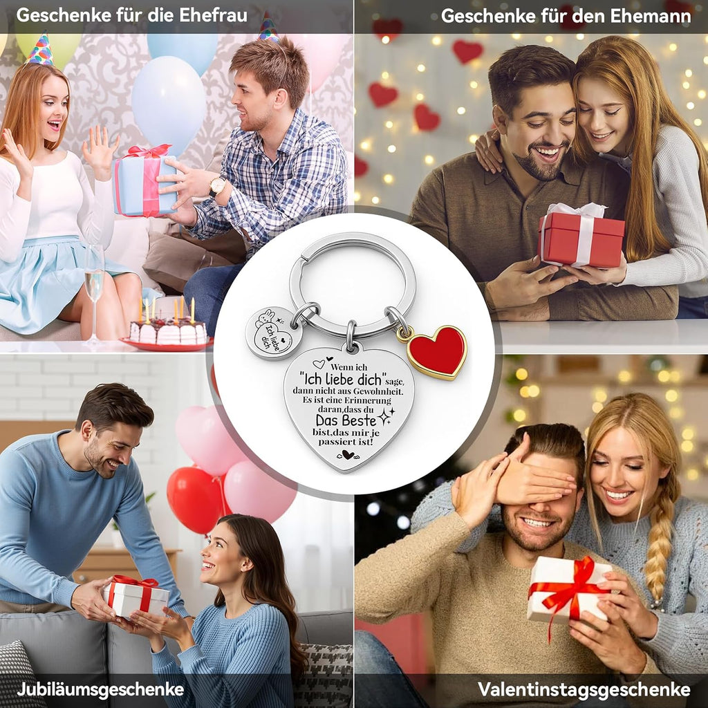 Schluesselanhaenger Jahrestag Geschenk „Ich liebe Dich“ fuer Sie & Ihn Valentinstag