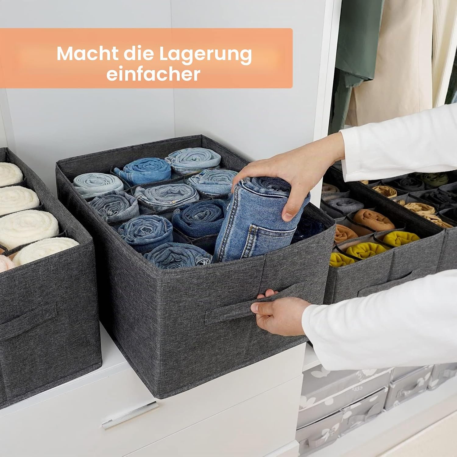 Kleiderschrank Organizer 12 Zellen Schubladen Aufbewahrungsbox fuer Kleidung