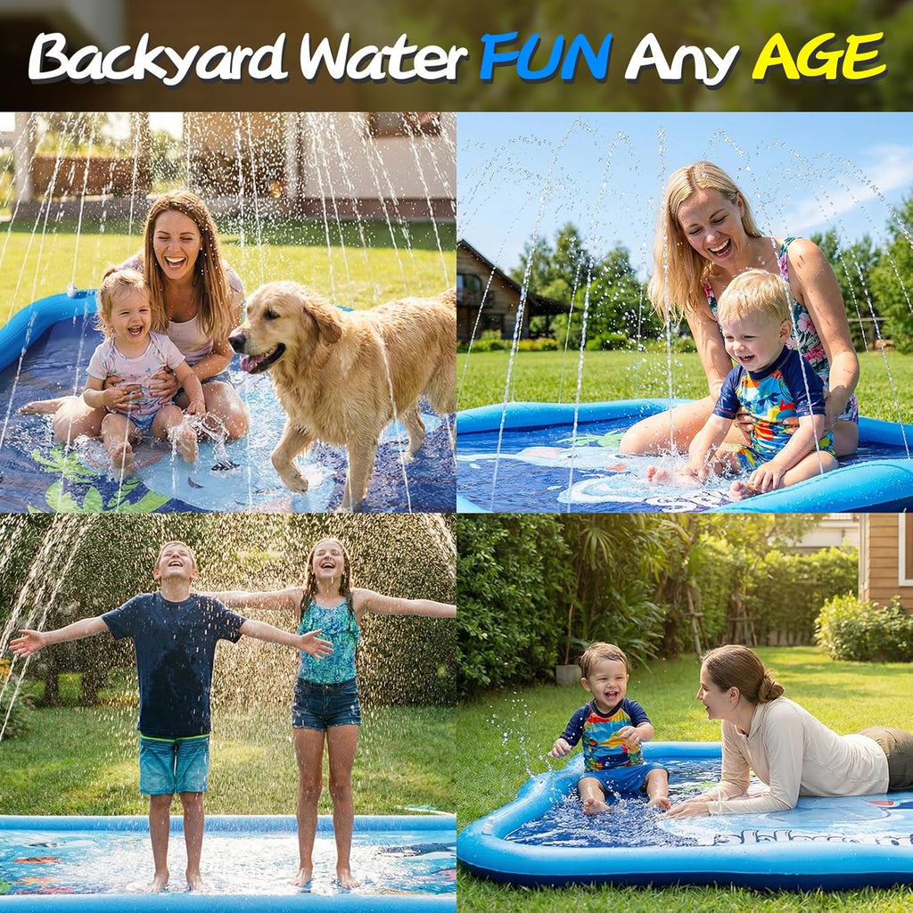Luxfero Spritzmatte 210 cm Elefant Wasser-Spielmatte mit verstellbarer Duese