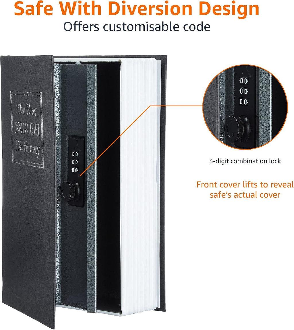 Buch-Safe gross mit Zahlenschloss schwarz