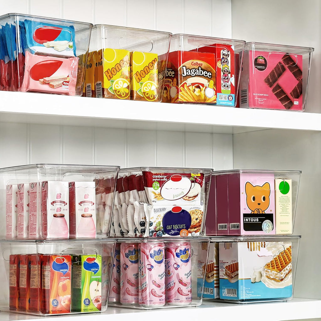 Aufbewahrungsbox Kunststoff mit Deckel 6er Set stapelbar Organizer