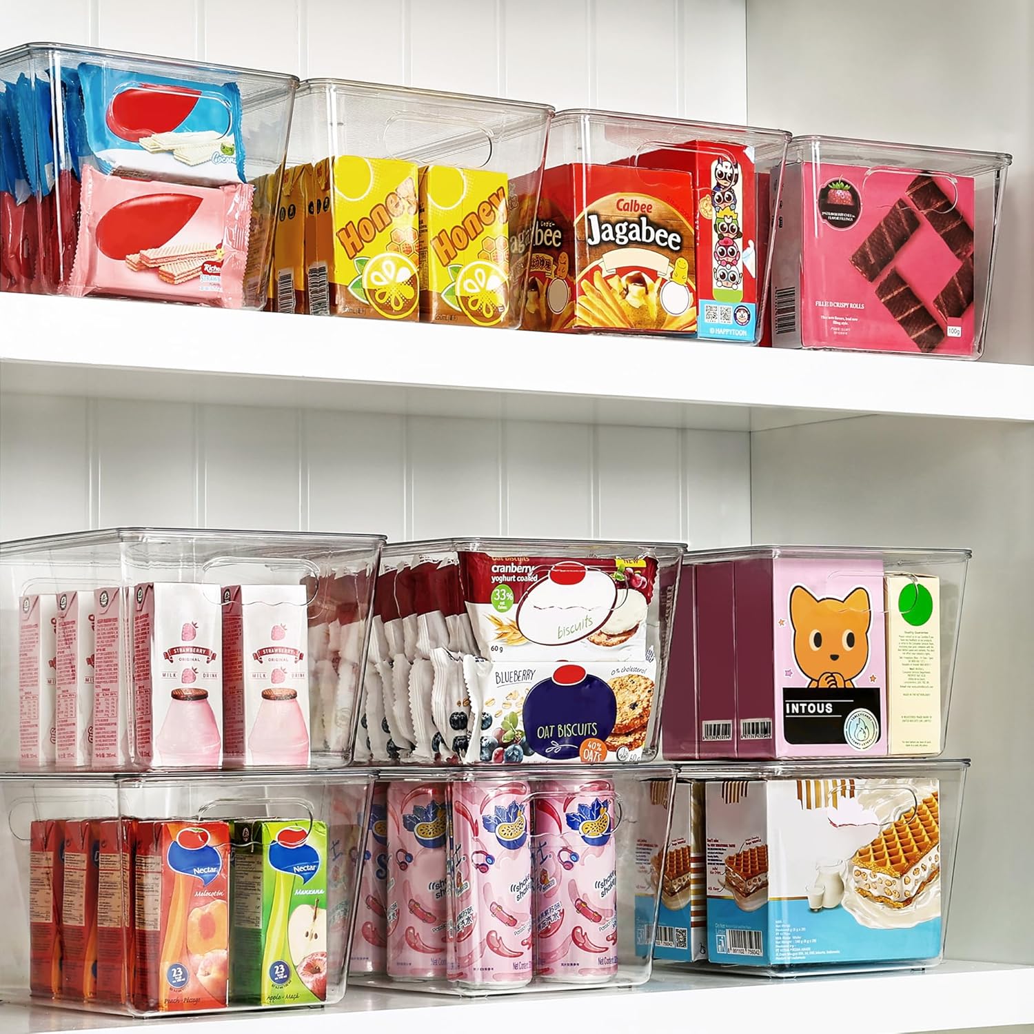 Aufbewahrungsbox Kunststoff mit Deckel 6er Set stapelbar Organizer