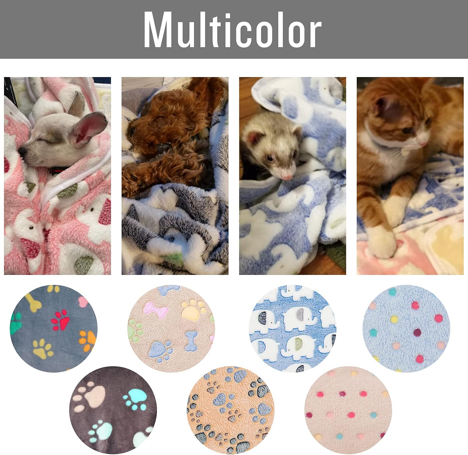 Luciphia Hundedecke 3er Set 40×60 cm weich flauschig Grau 40cm-76cm
