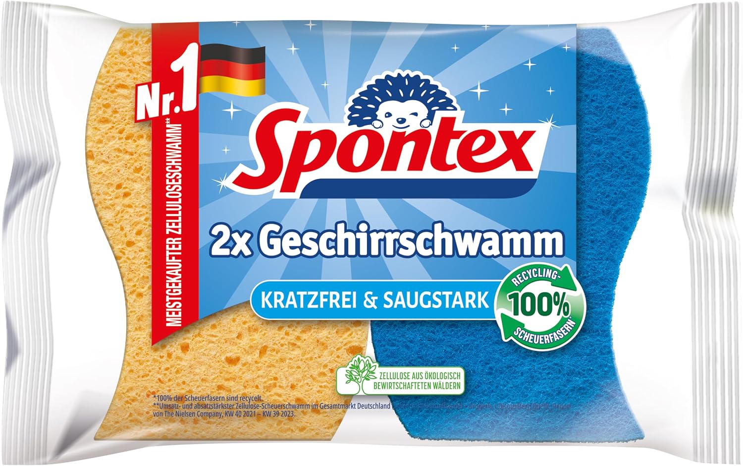 Spontex Geschirrschwamm kratzfrei saugstark 2er Pack Kuechen-Schwaemme
