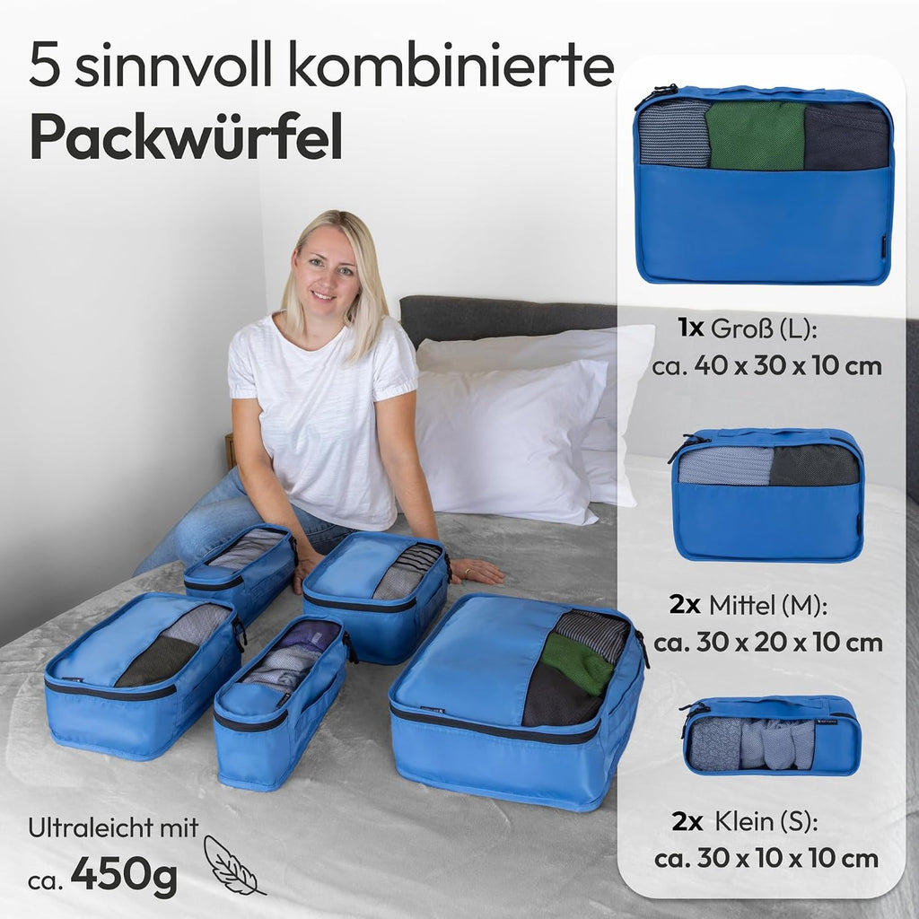 5er Koffer Organizer Set Packing Cubes Reisebeutel Beige