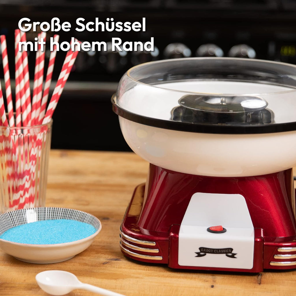 Gadgy Zuckerwattemaschine 500W Retro 22 cm Rot/Weiss fuer Zucker & Bonbons