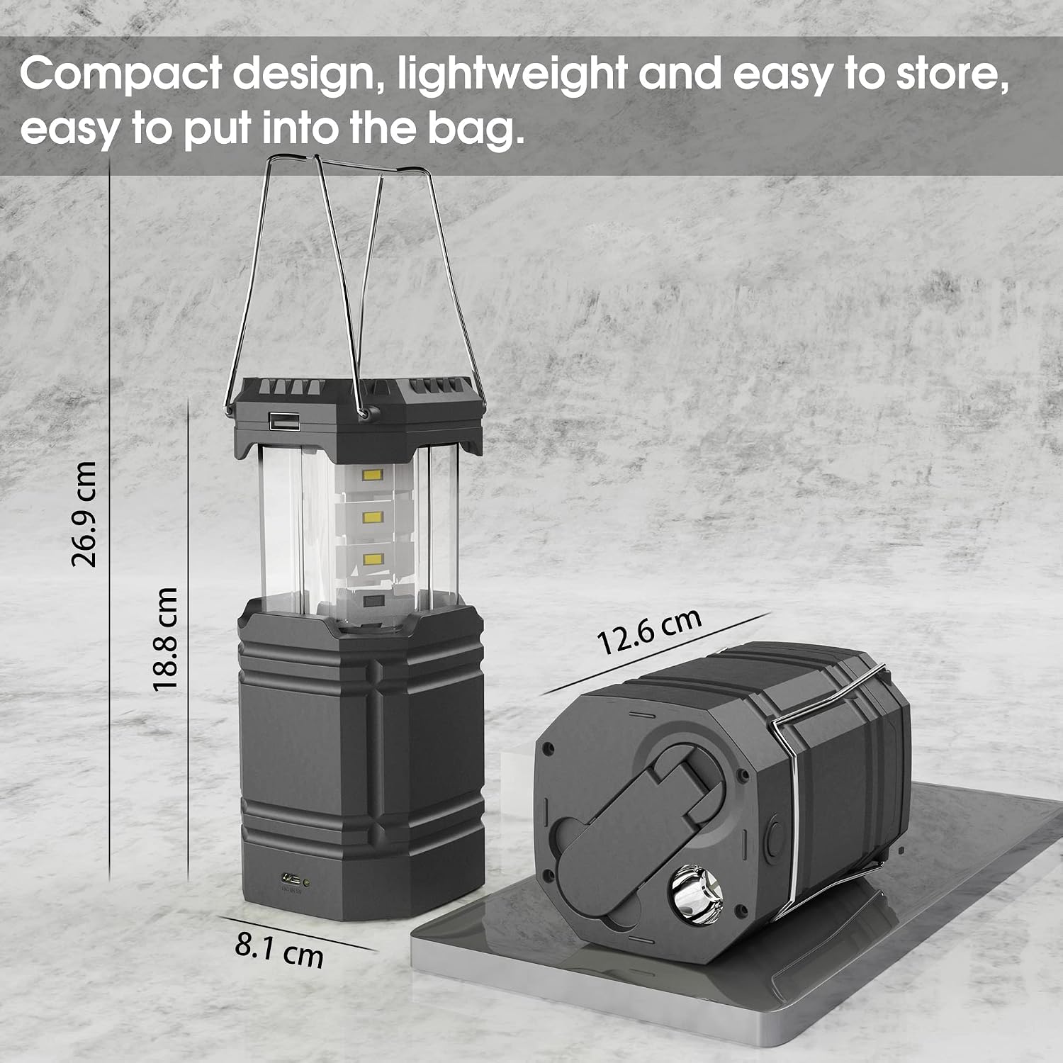 Mesqool Solar Handkurbel Camping Laterne LED 3000mAh Powerbank Typ C