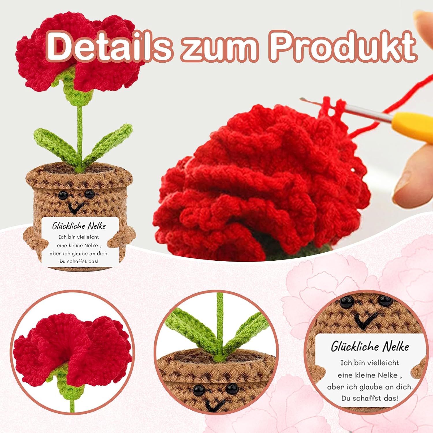 Muttertagsgeschenk Rosa Tulpe mit Energiekarte Geschenk fuer Mama Frau