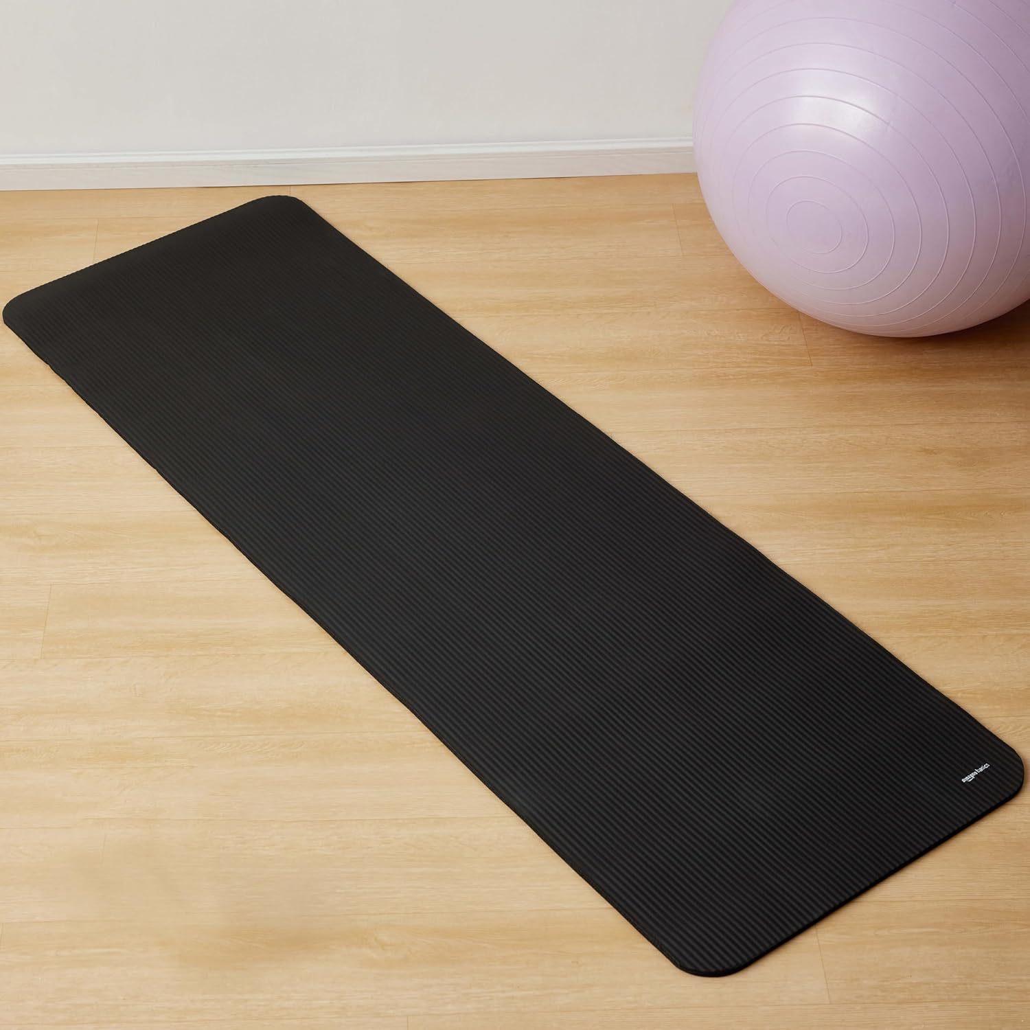 Yogamatte 183 x 61 cm extra dick Fitnessmatte rutschfest Schwarz