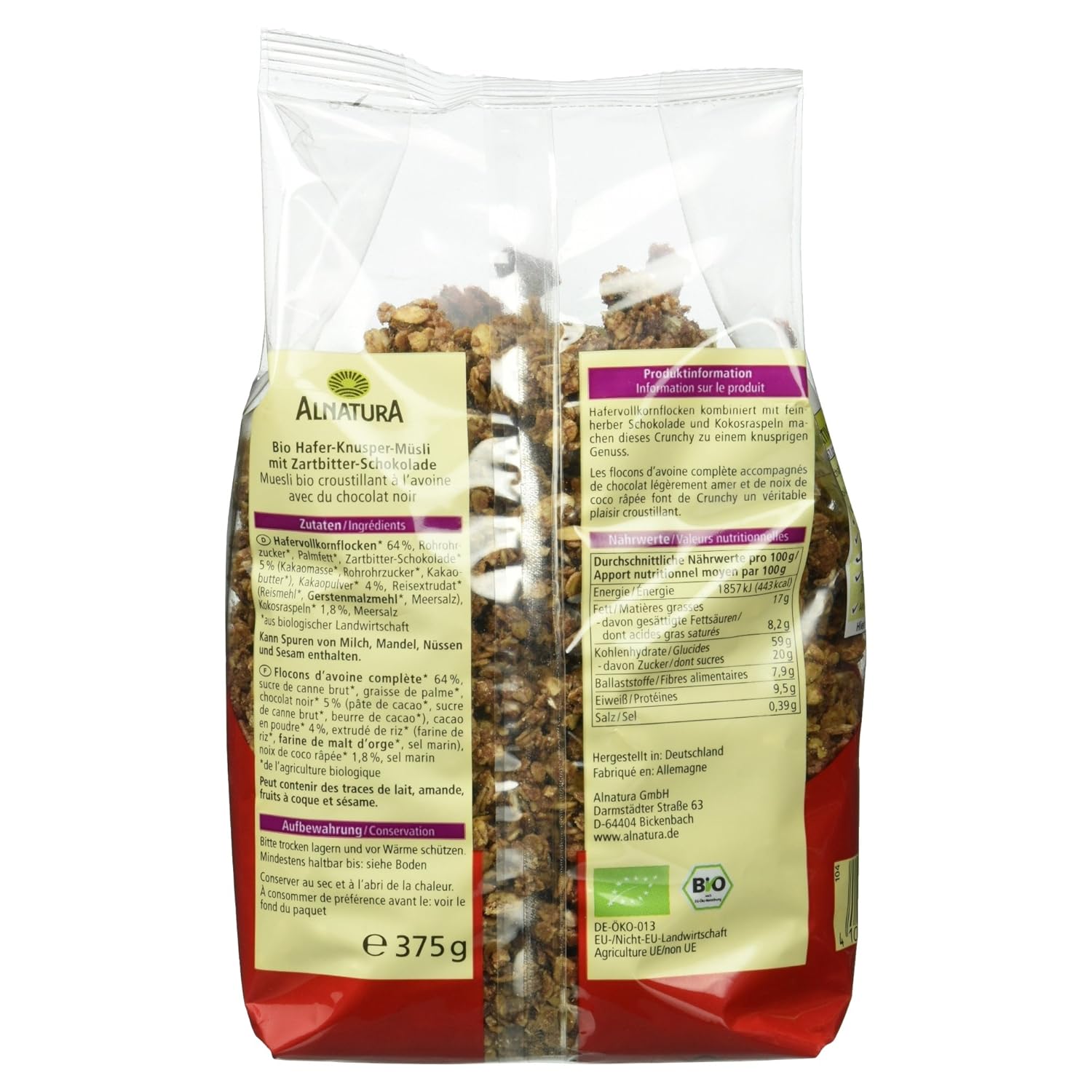 Bio Hafer Crunchy Schoko Knuspermuesli verschiedene Sorten