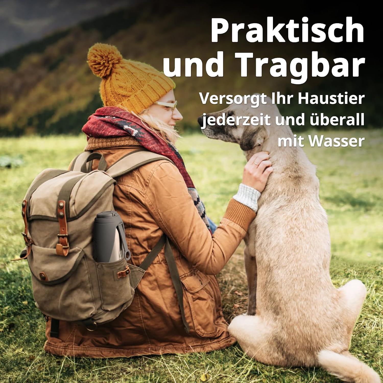 Edelstahl Hundetrinkflasche 750 ml vakuumisoliert doppelwandig tragbar
