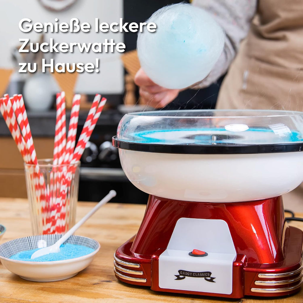 Gadgy Zuckerwattemaschine 500W Retro 22 cm Rot/Weiss fuer Zucker & Bonbons