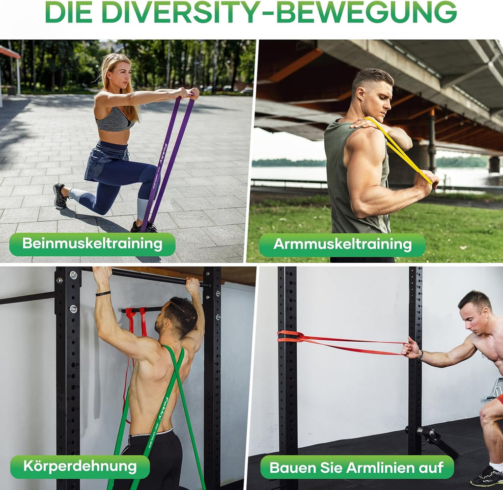 Fokky Widerstandsbaender 5 Stufen mit Tueranker und Griffen, 5er Set