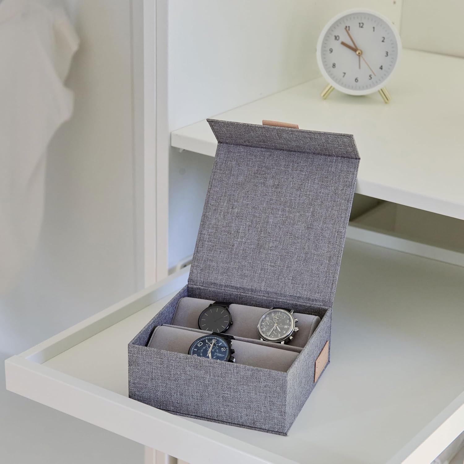 LOVE IT STORE IT Uhrenbox Leinen Aufbewahrungsbox fuer Uhren innen