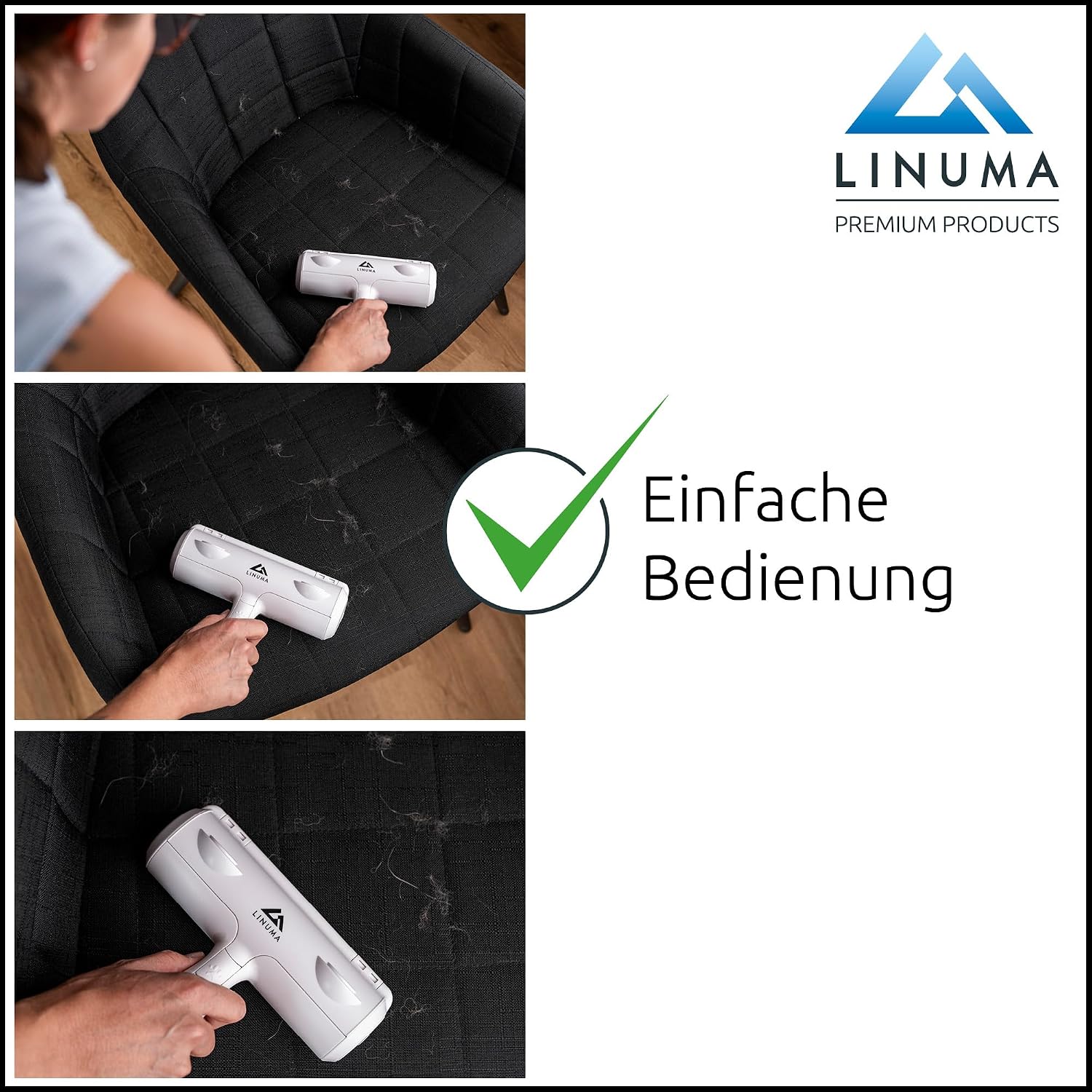 Tierhaarentferner Fusselrolle wiederverwendbar selbstreinigend Weiss fuer Sofa Tep