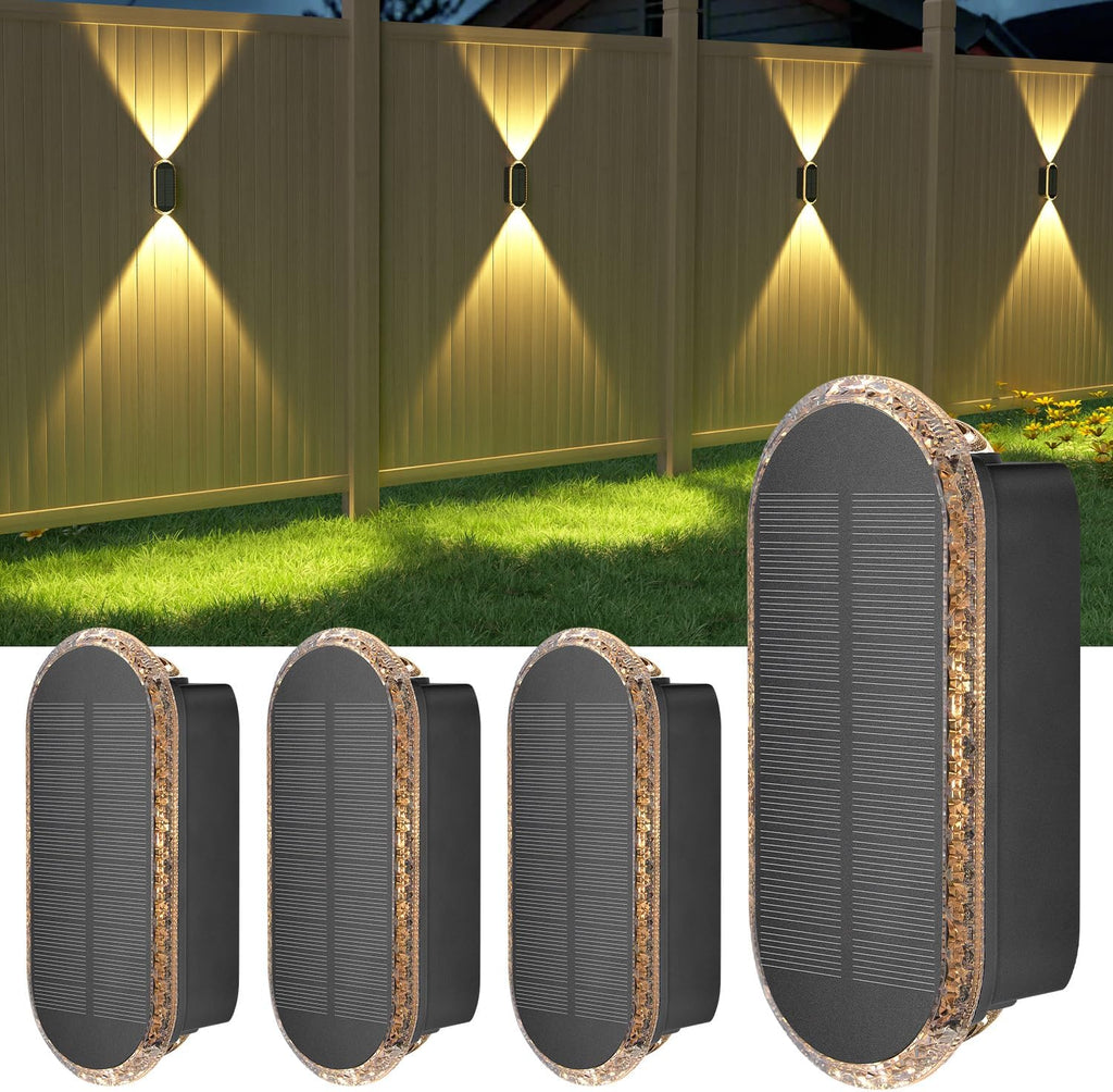 ELLASAY Solar Wandleuchte aussen IP65 Up-and-Down, 3 Lichtfarben, 4er Set