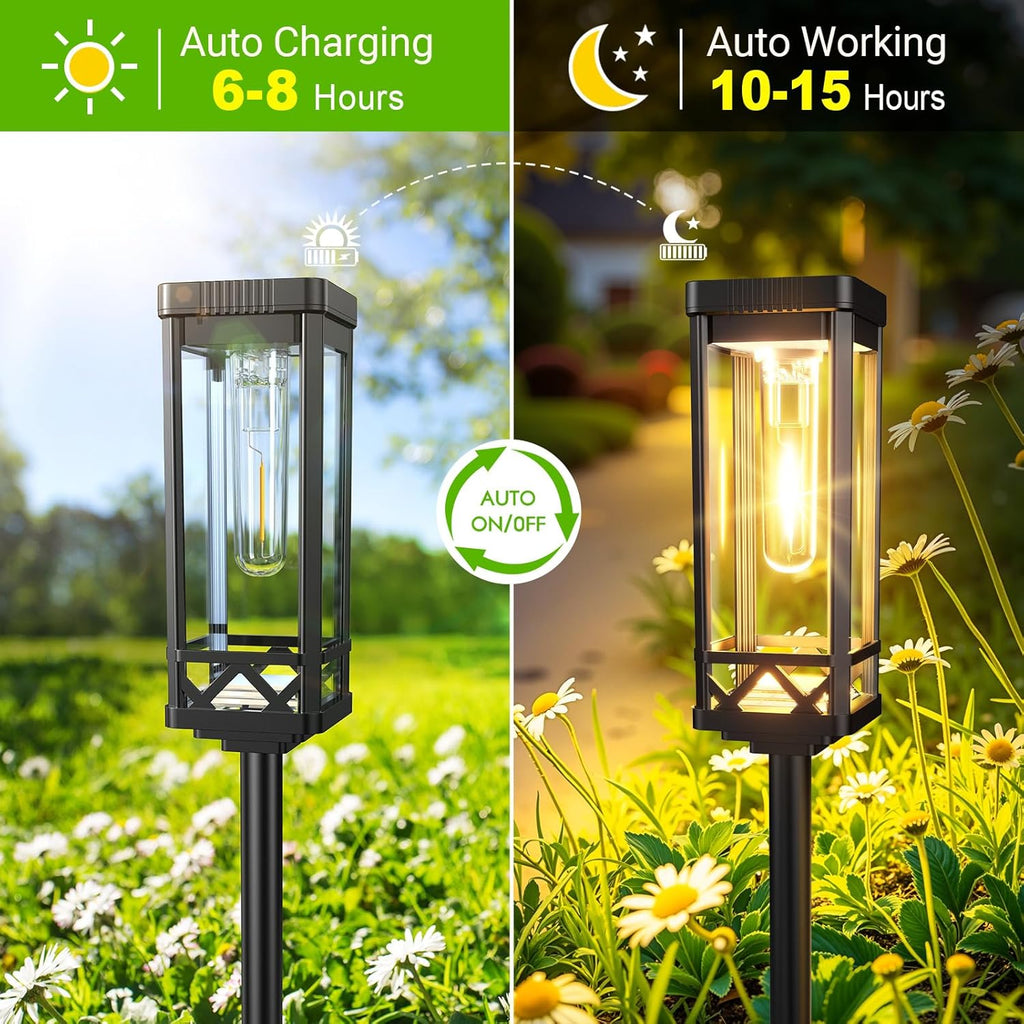 BUCASA Solarlampen Aussen 6er Set 1000 mAh IP65, 15 Std. Beleuchtung Garten