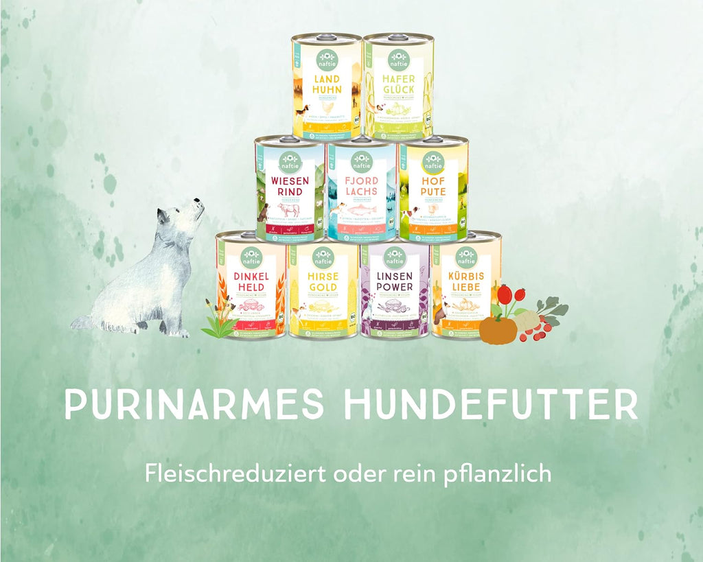 Bio Nassfutter fuer Hunde 12x400g - purinarm glutenfrei fettarm fuer Adult & Senio