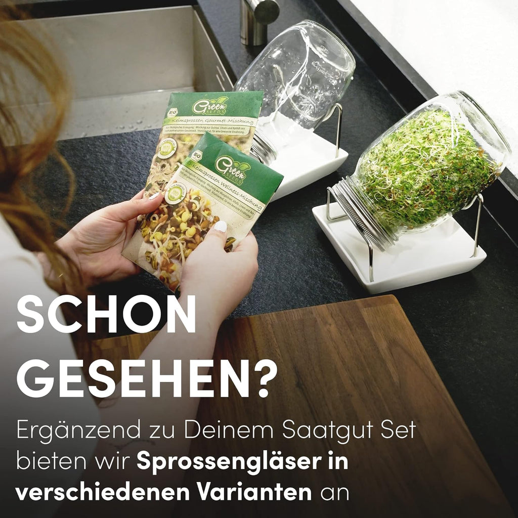 Kressesieb Keramikschale mit Edelstahlsieb Kresse Anzuchtset