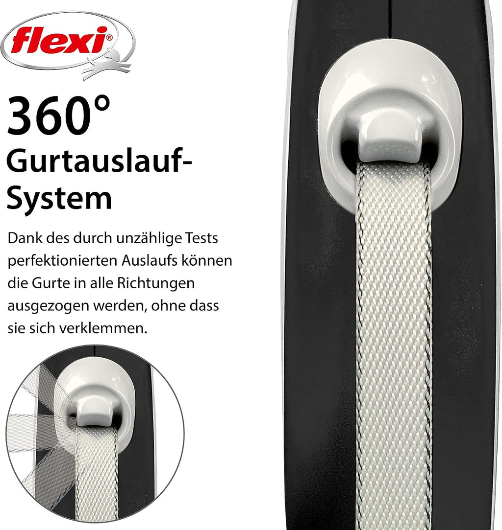 flexi Comfort S 5 m Gurt-Rollleine Schwarz fuer Hunde bis 15 kg 221 g