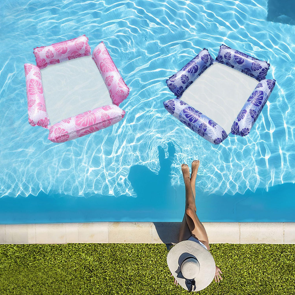 4-in-1 aufblasbare Wasserhaengematte mit Netz und Luftpumpe, Luftmatratze