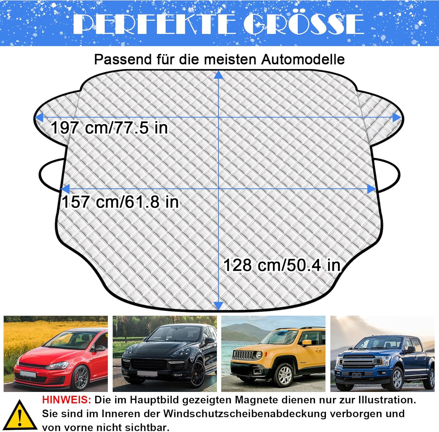 Tevlaphee Sonnenschutz Frontscheibe 197×128 cm UV Schutz Frost Staub Schnee
