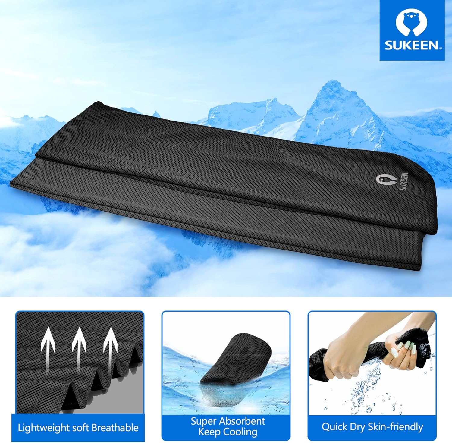 Sukeen Kuehlendes Handtuch Set fuer Sport Wandern Laufen Tennis Reisen