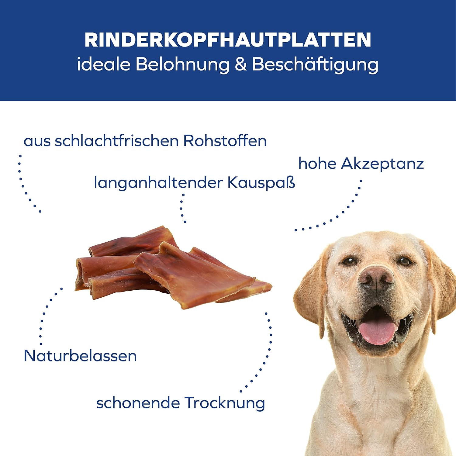 Rinderkopfhautplatten getrocknet Zahnpflege Kauartikel fuer Hunde