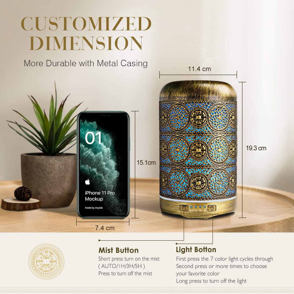 SALKING Aroma Diffuser Metall Duftdiffusor LED Gold