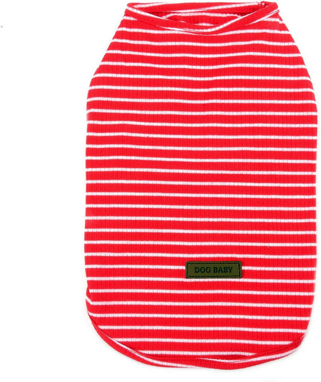 Zunea Hundeshirt Uebergangstanktop gestreift grau Baumwolle Chihuahua S-XXL