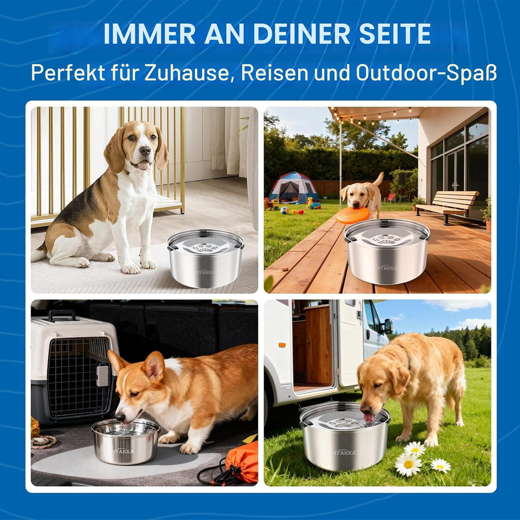 Anti Schling Wassernapf Edelstahl fuer Hunde Slow Feeder Reise Napf