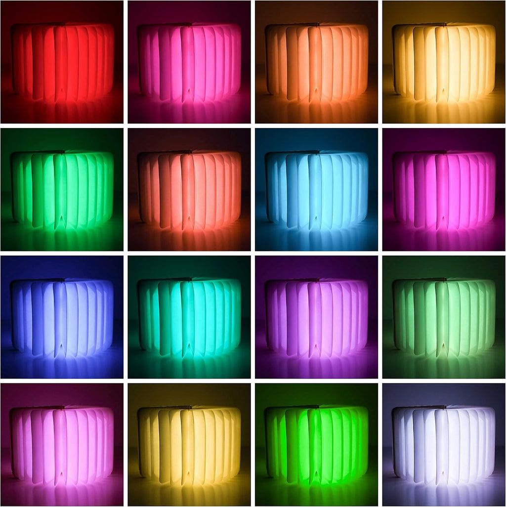 BONNYCO LED Buchlampe Holz 16 Farben Timer Deko Geschenk