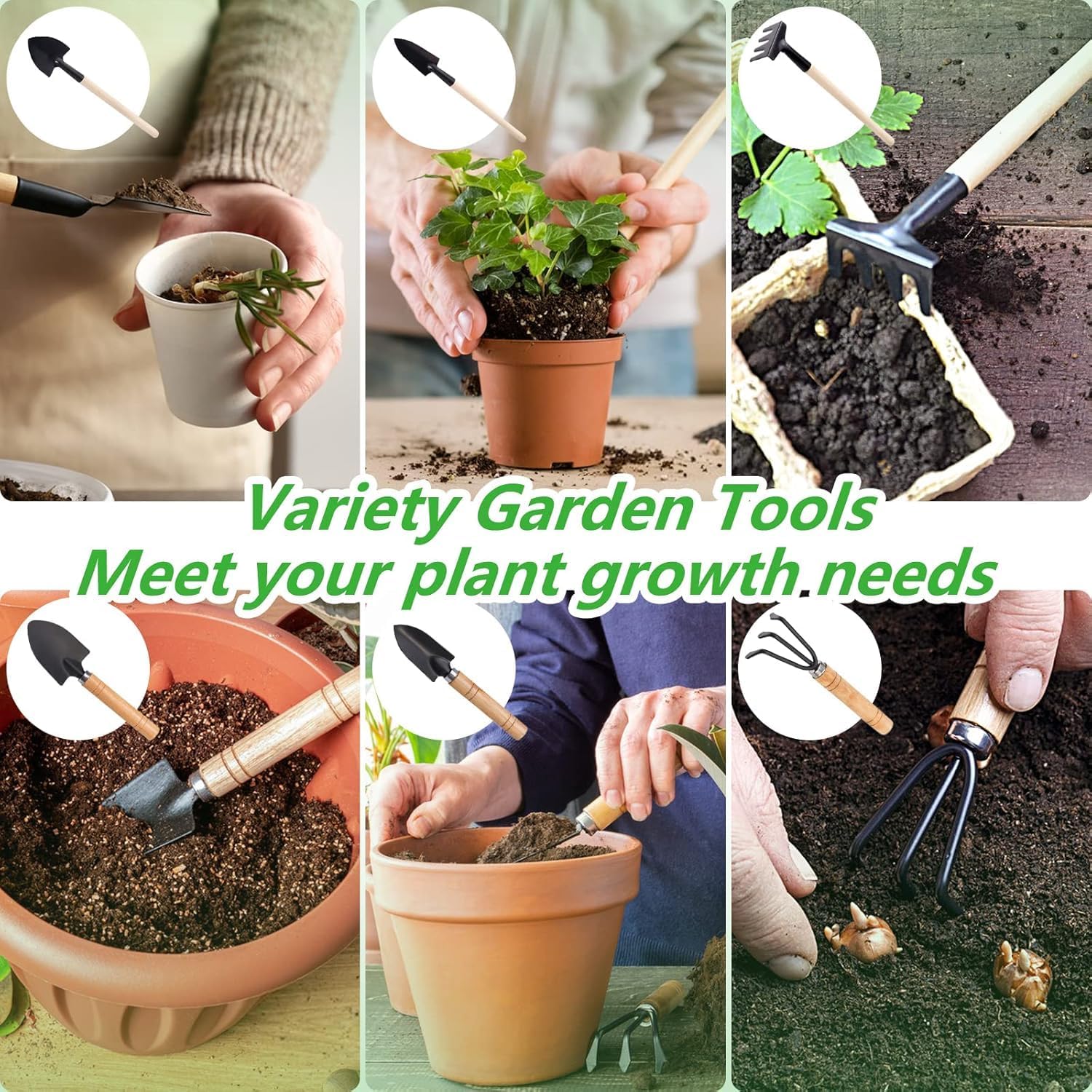 6-teiliges Mini Gartenwerkzeug-Set fuer Zimmerpflanzen und Sukkulenten