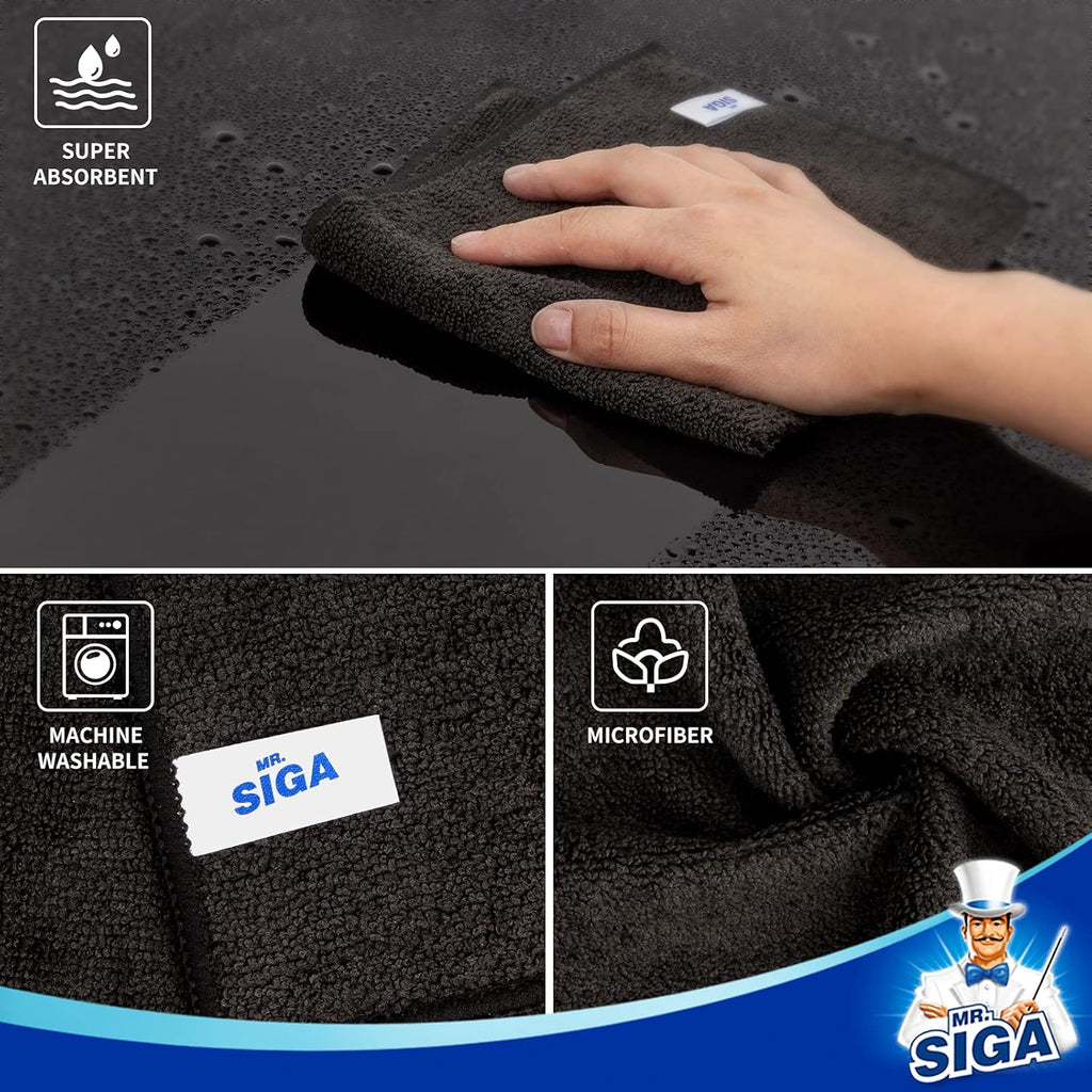 MR.SIGA Mikrofaser Reinigungstuch 12er Set 32x32 cm Grau Allzwecktuch